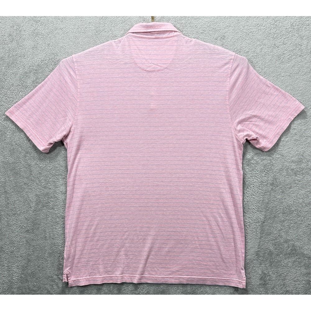 Peter Millar Polo Shirt Mens Large Pink Blue Crown Cool Striped Performance Golf - Picture 3 of 8
